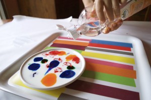 Color experiment for kids using food coloring