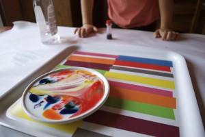 Color experiment for kids using food coloring